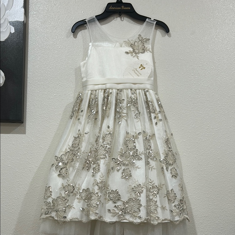 American Princess cream and Gold Embellished Sundress